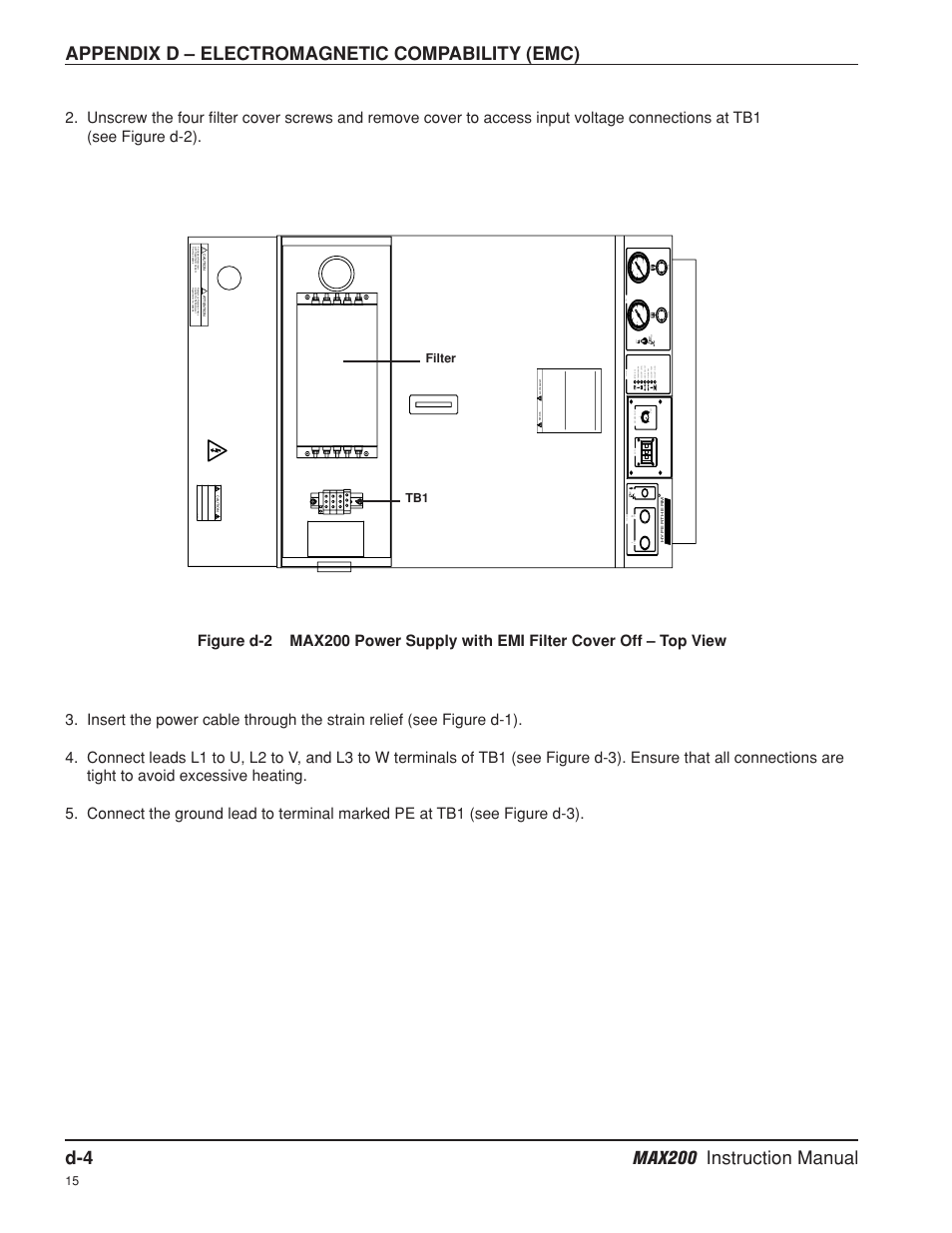 D-4 max200 instruction manual, Appendix d – electromagnetic compability (emc) | Hypertherm MAX200 Machine Torch Plasma Arc Cutting System User Manual | Page 185 / 187