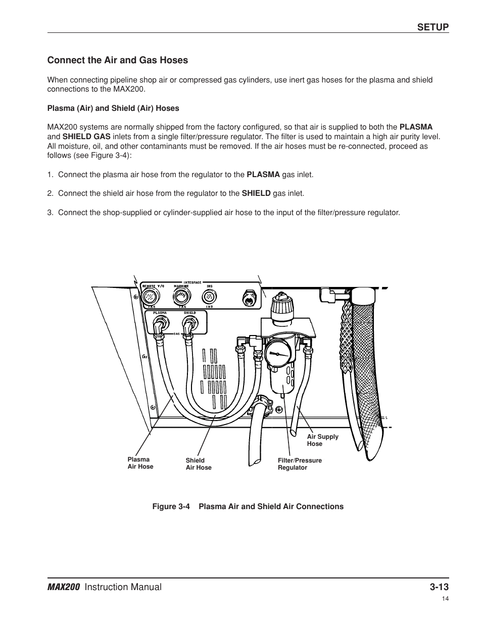 Connect the air and gas hoses -13 | Hypertherm MAX200 Machine Torch Plasma Arc Cutting System User Manual | Page 41 / 187