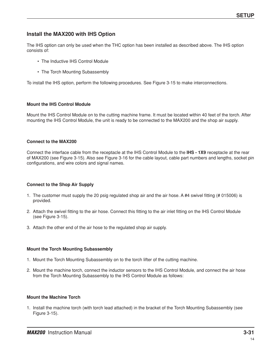 Install the max200 with ihs option -31 | Hypertherm MAX200 Machine Torch Plasma Arc Cutting System User Manual | Page 56 / 187