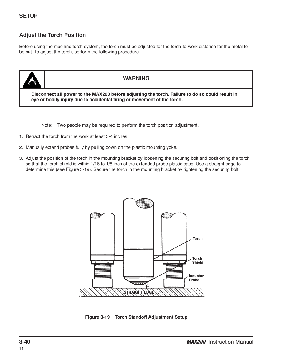 Adjust the torch position -40 | Hypertherm MAX200 Machine Torch Plasma Arc Cutting System User Manual | Page 64 / 187