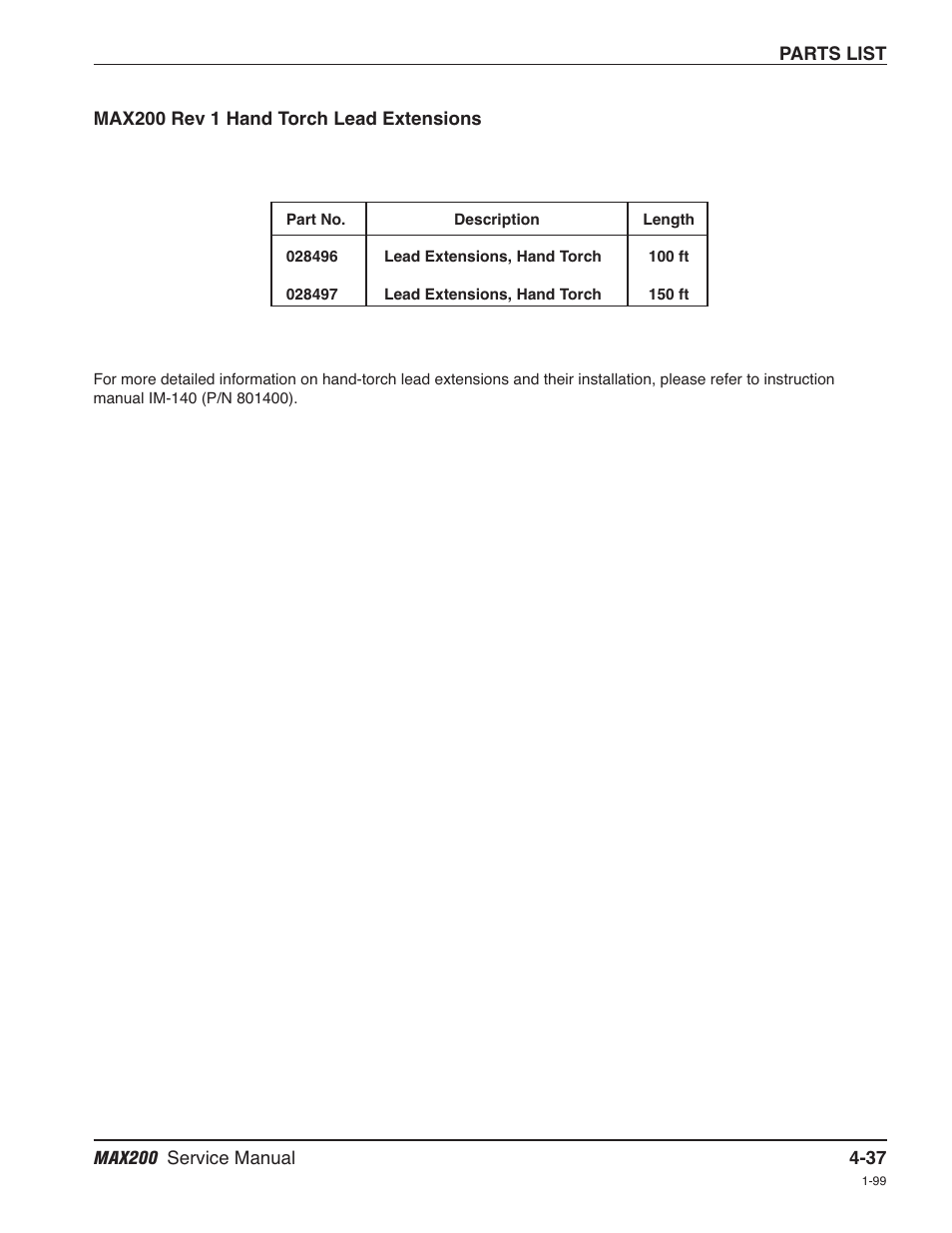 Hand torch lead extensions -37 | Hypertherm MAX200 Service Manual User Manual | Page 132 / 211