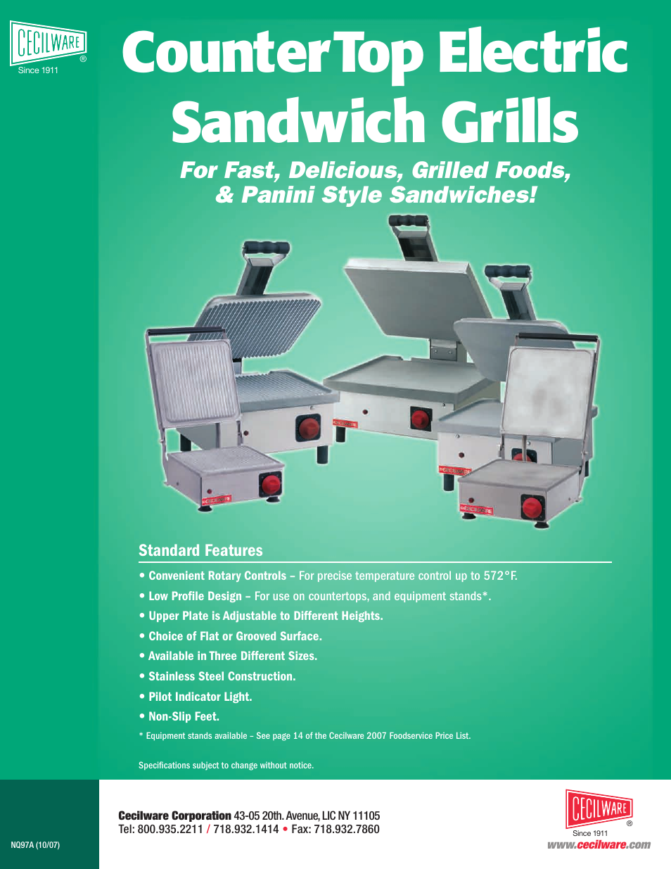 Cecilware SRSGA-120 User Manual | 2 pages