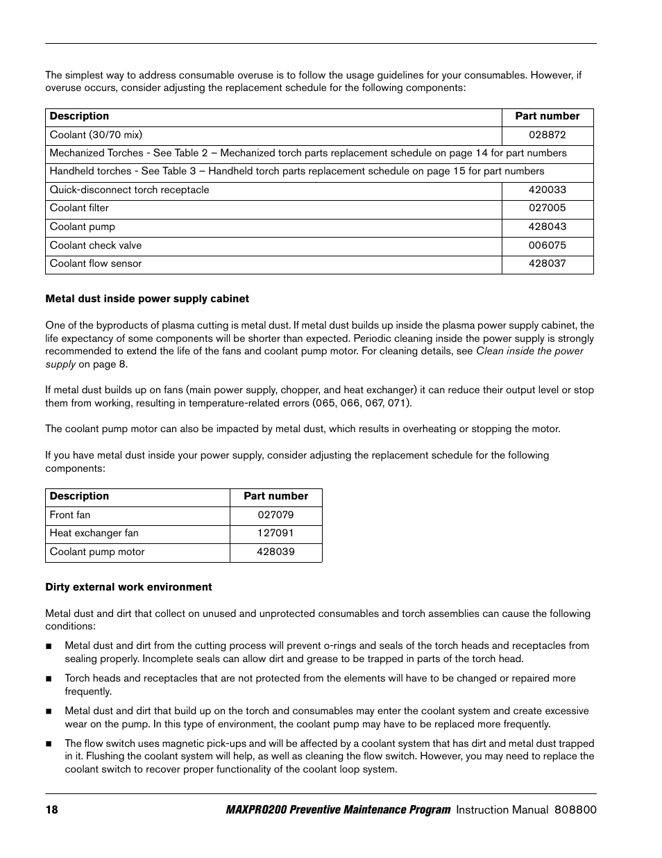 Metal dust inside power supply cabinet, Dirty external work environment | Hypertherm MAXPRO200 Preventive Maintenance Program User Manual | Page 22 / 28