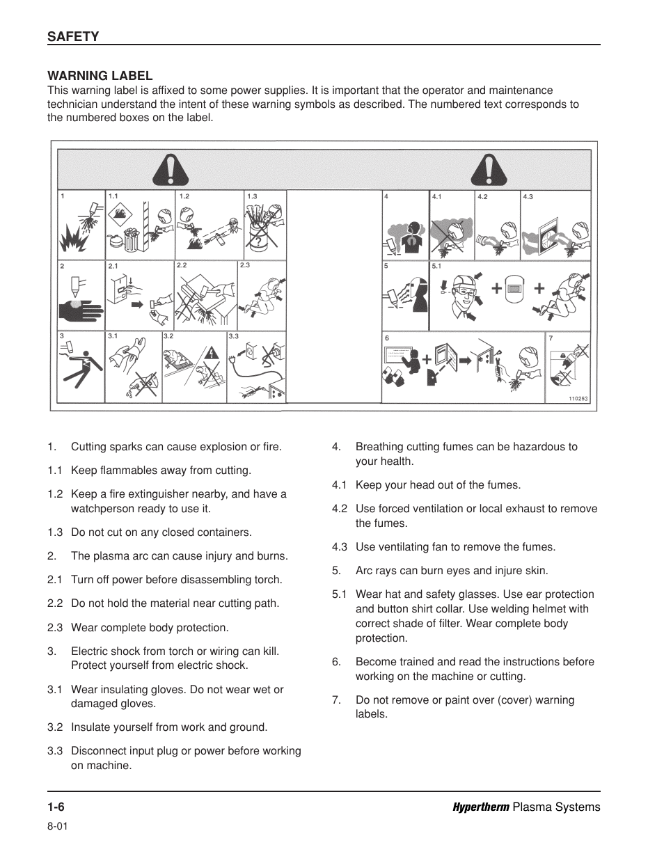 Warning label -6 | Hypertherm Powermax190c Operator Manual User Manual | Page 15 / 47