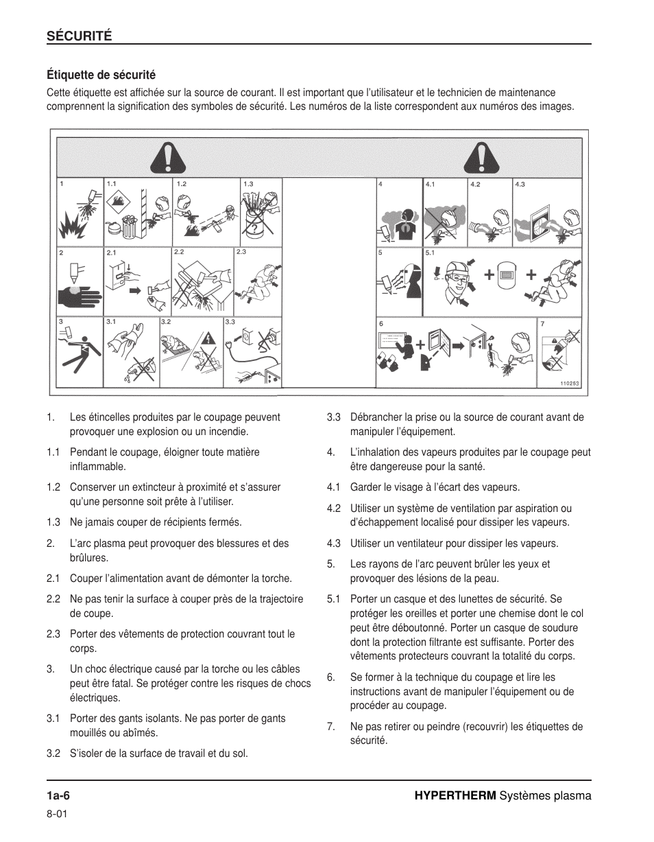 Étiquette de sécurité a-6 | Hypertherm Powermax190c Operator Manual User Manual | Page 21 / 47