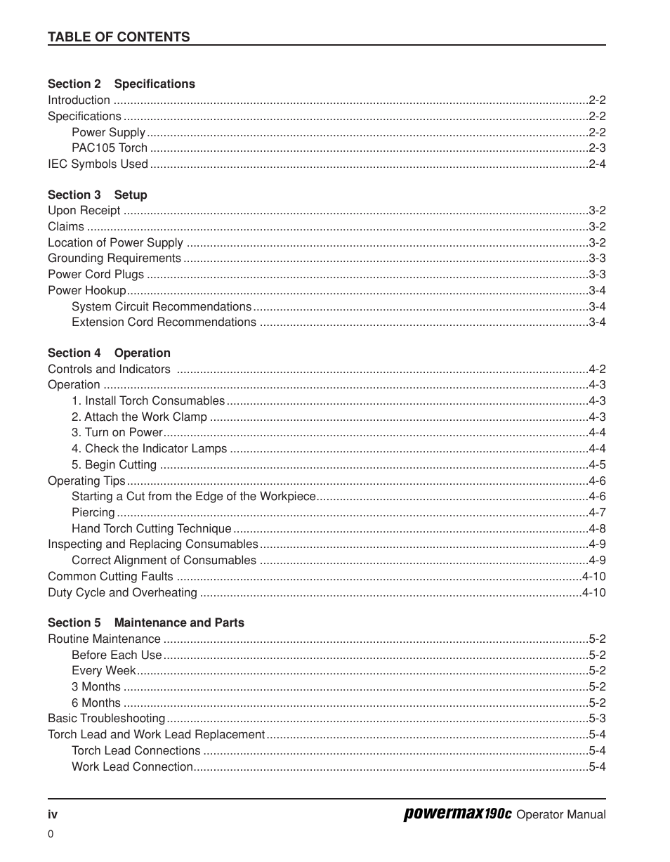 Powermax | Hypertherm Powermax190c Operator Manual User Manual | Page 7 / 47