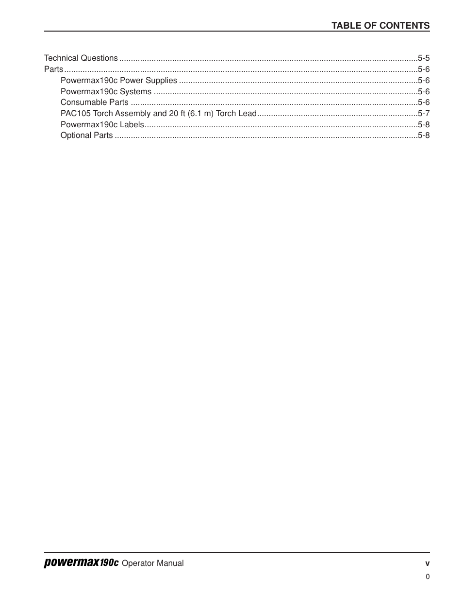 Powermax | Hypertherm Powermax190c Operator Manual User Manual | Page 8 / 47