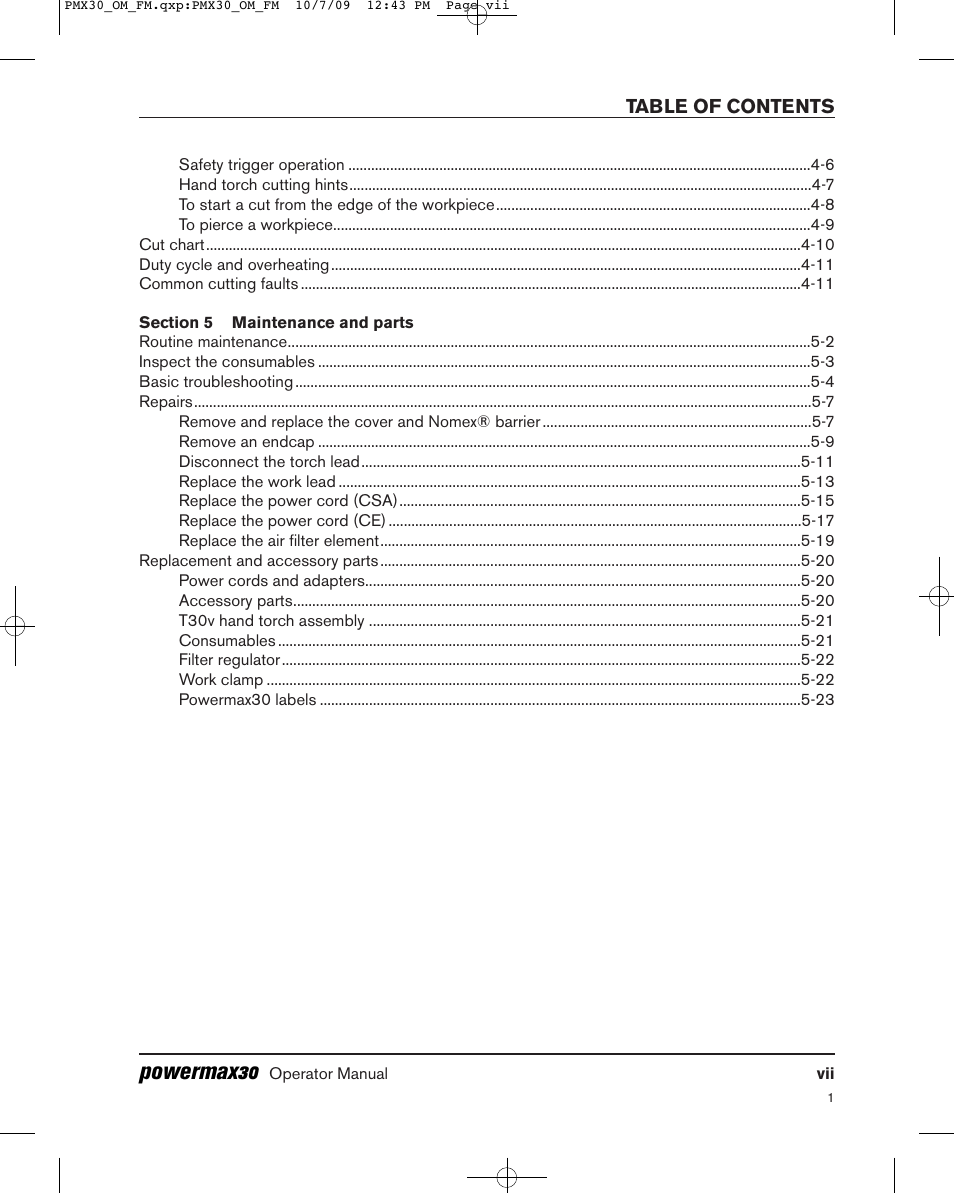 Powermax30 | Hypertherm Powermax30 Operator Manual User Manual | Page 11 / 98