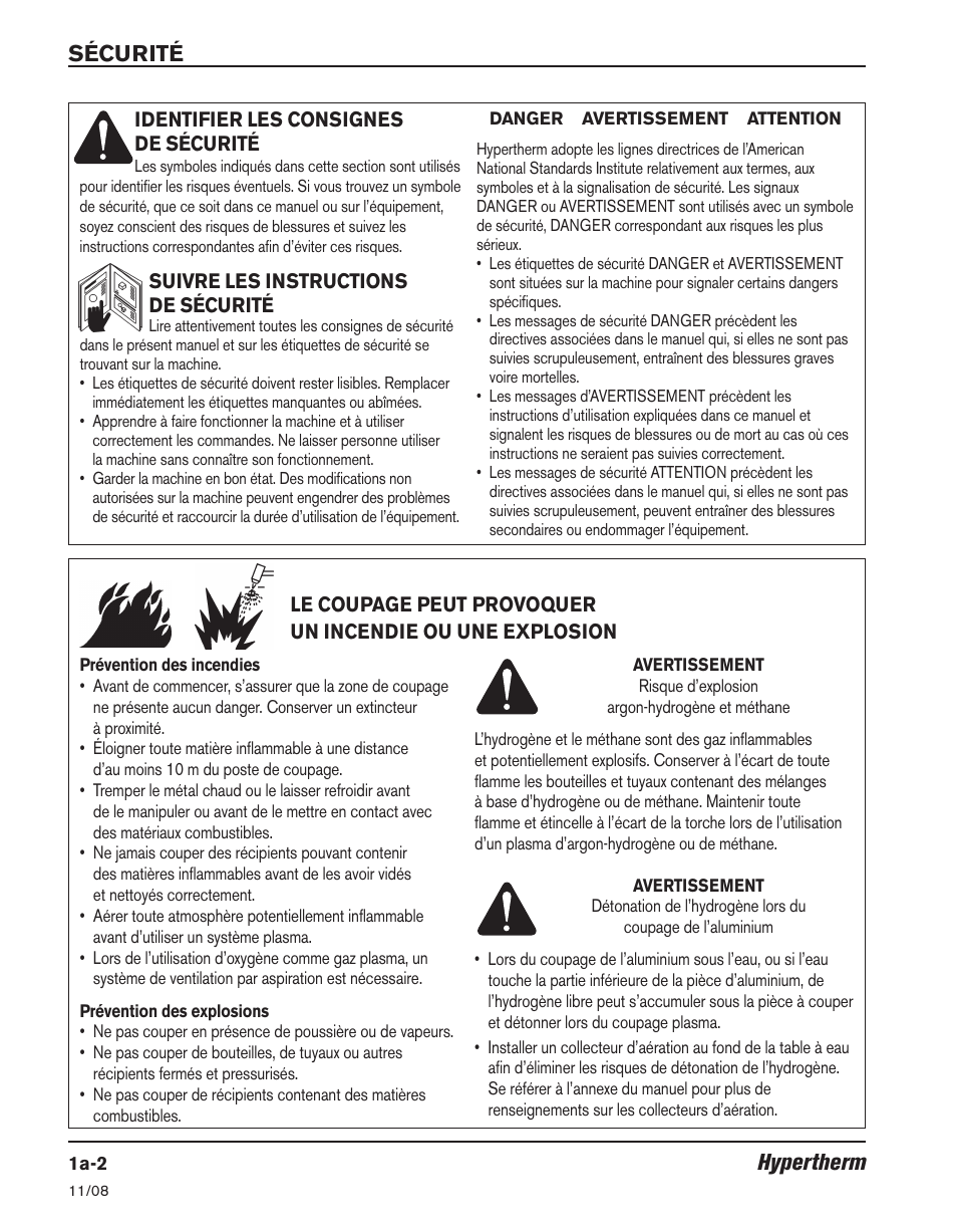 Hypertherm sécurité | Hypertherm Powermax30 Operator Manual User Manual | Page 26 / 98