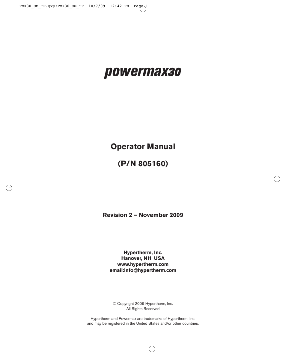 Powermax30 | Hypertherm Powermax30 Operator Manual User Manual | Page 3 / 98