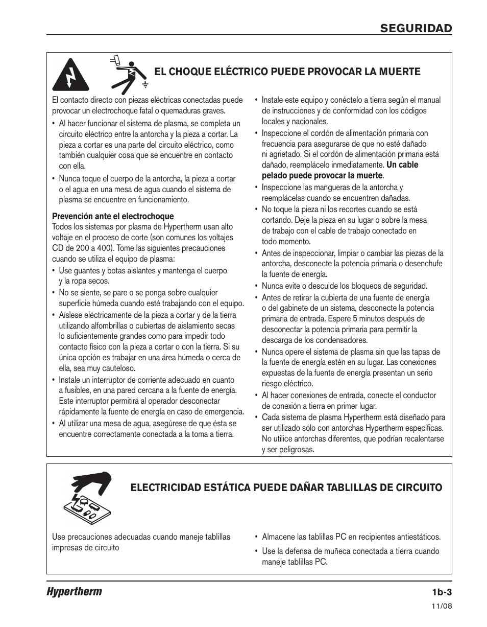 Seguridad hypertherm | Hypertherm Powermax30 Operator Manual User Manual | Page 39 / 98