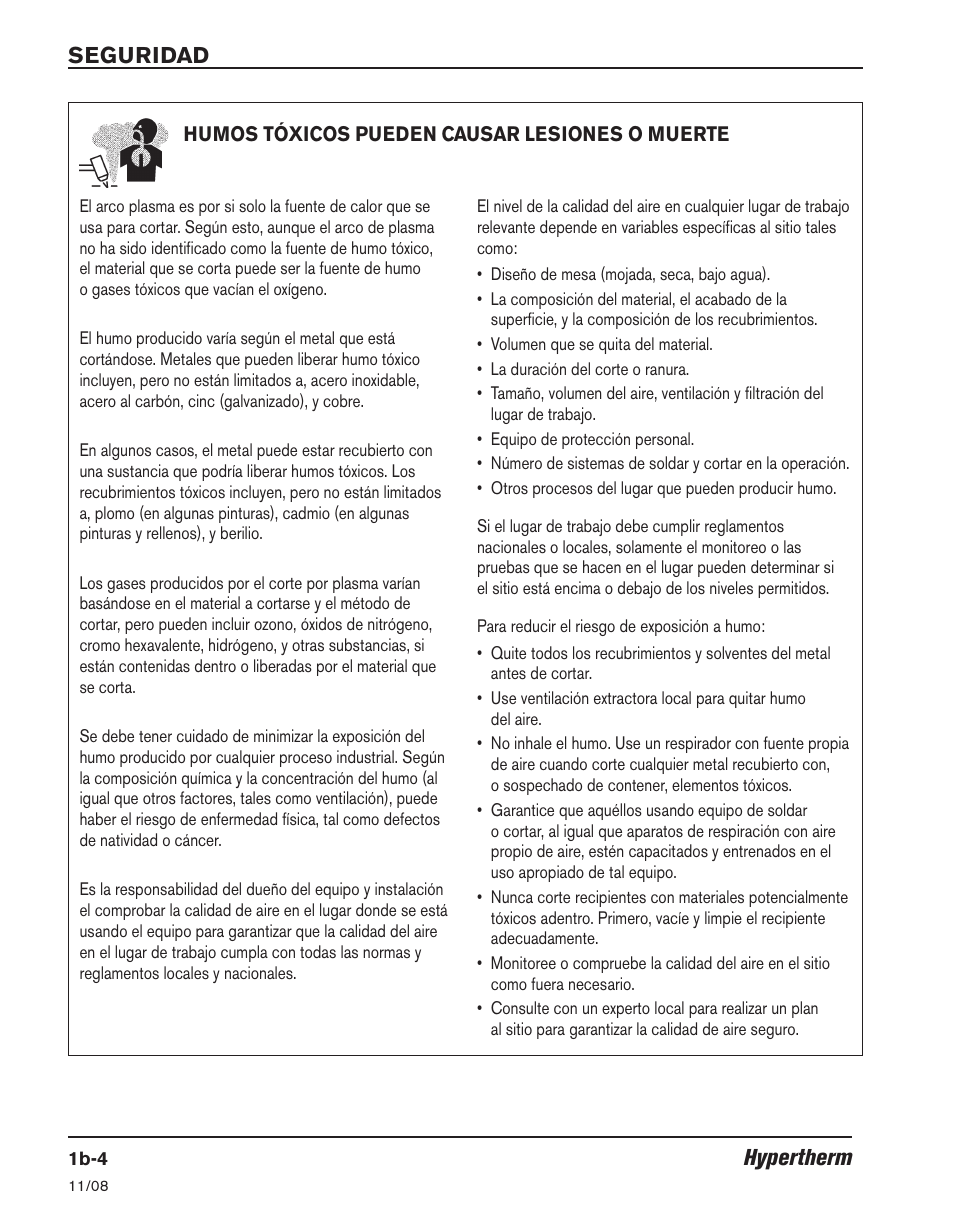 Seguridad, Hypertherm | Hypertherm Powermax30 Operator Manual User Manual | Page 40 / 98