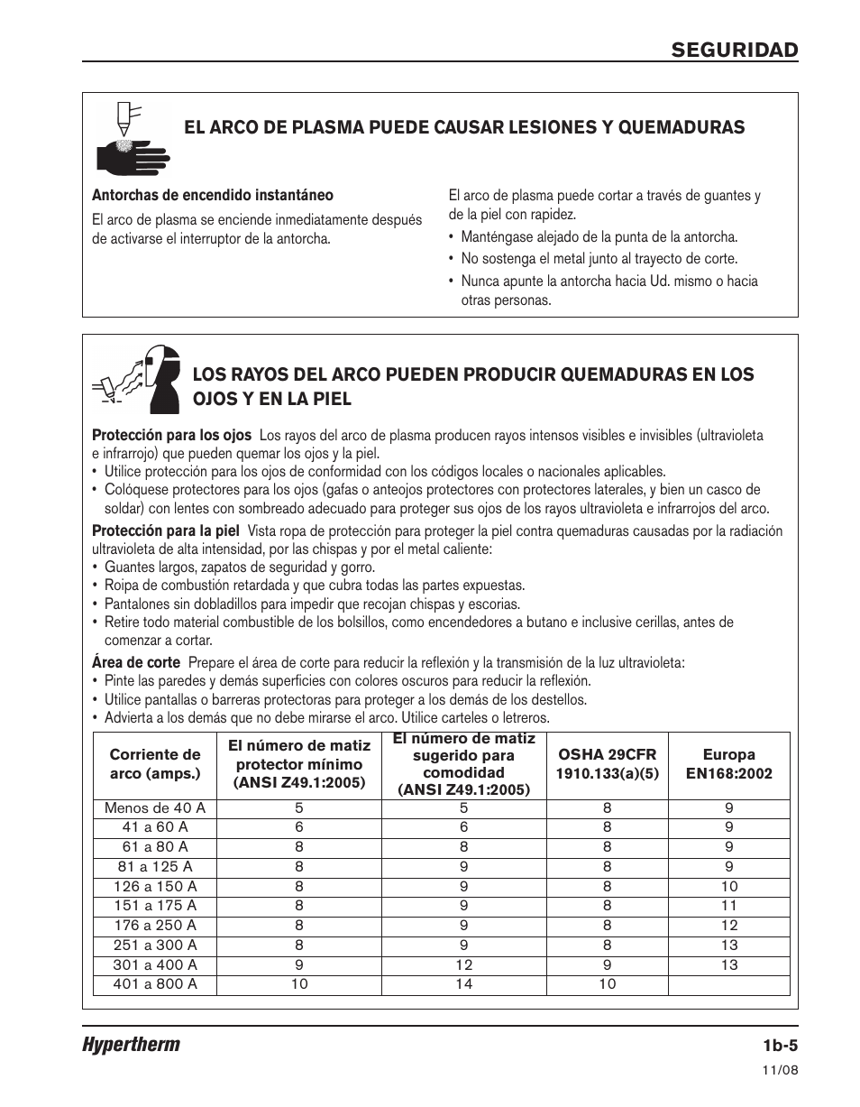 Seguridad hypertherm | Hypertherm Powermax30 Operator Manual User Manual | Page 41 / 98