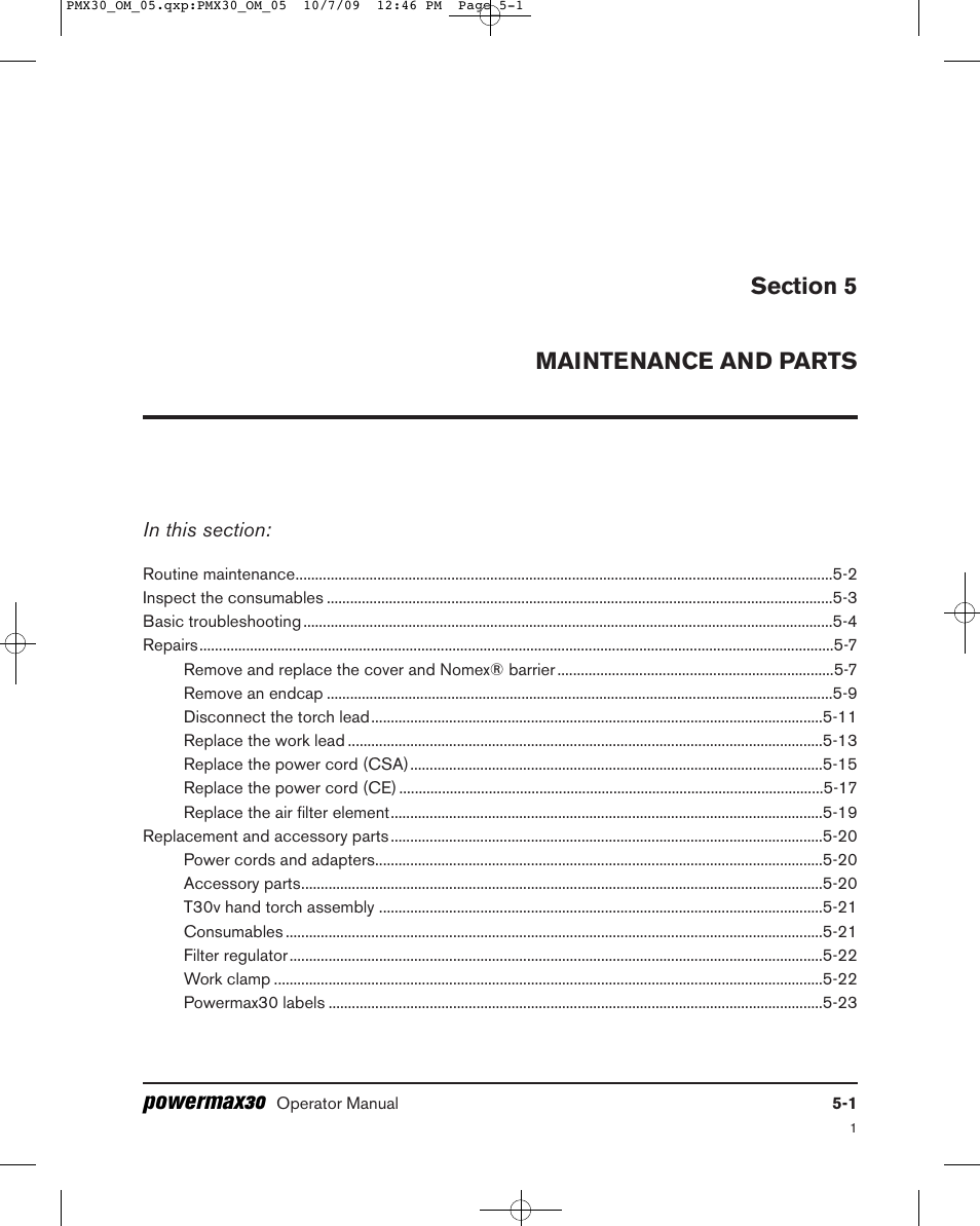 Powermax30 | Hypertherm Powermax30 Operator Manual User Manual | Page 75 / 98