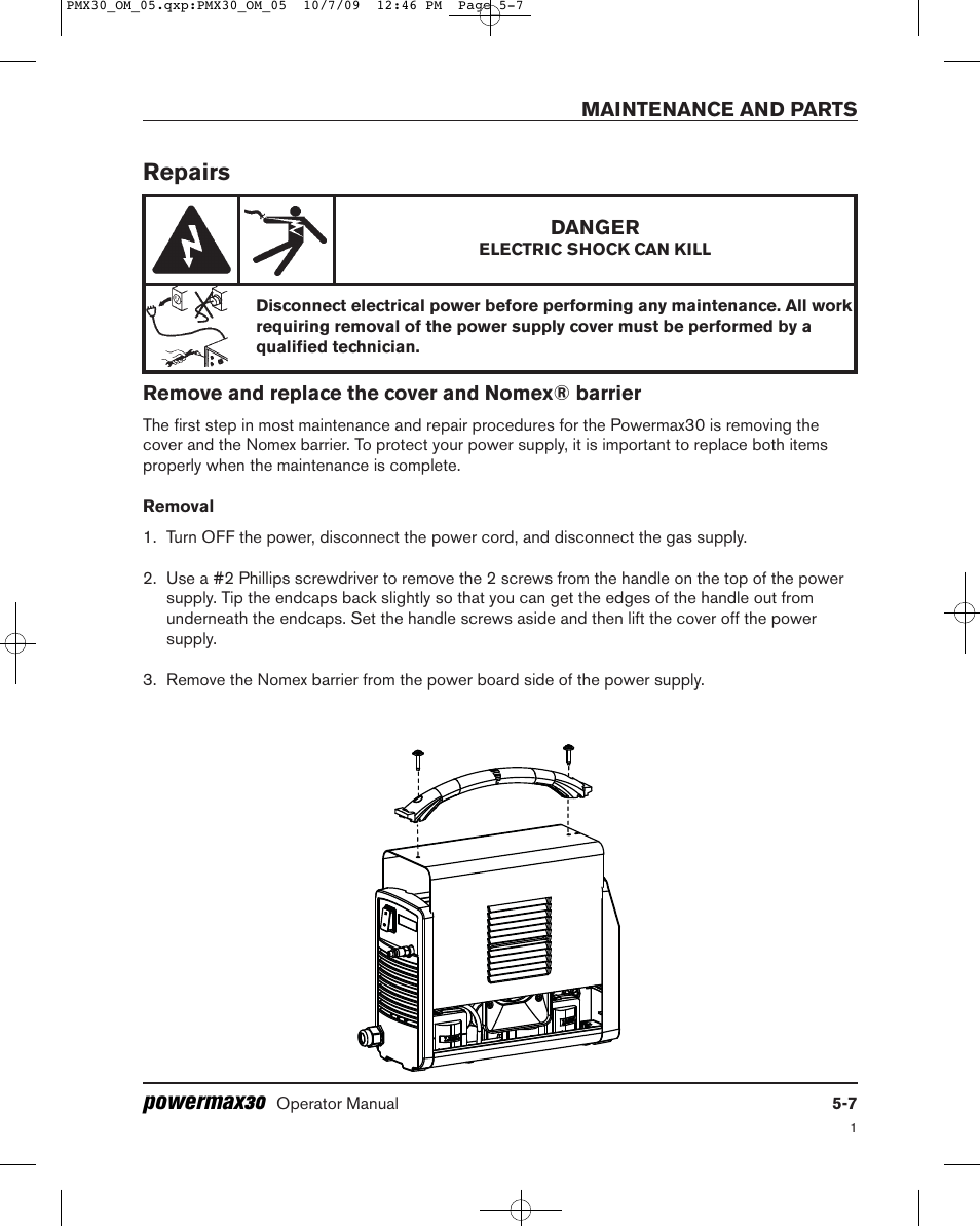 Powermax30, Repairs | Hypertherm Powermax30 Operator Manual User Manual | Page 81 / 98