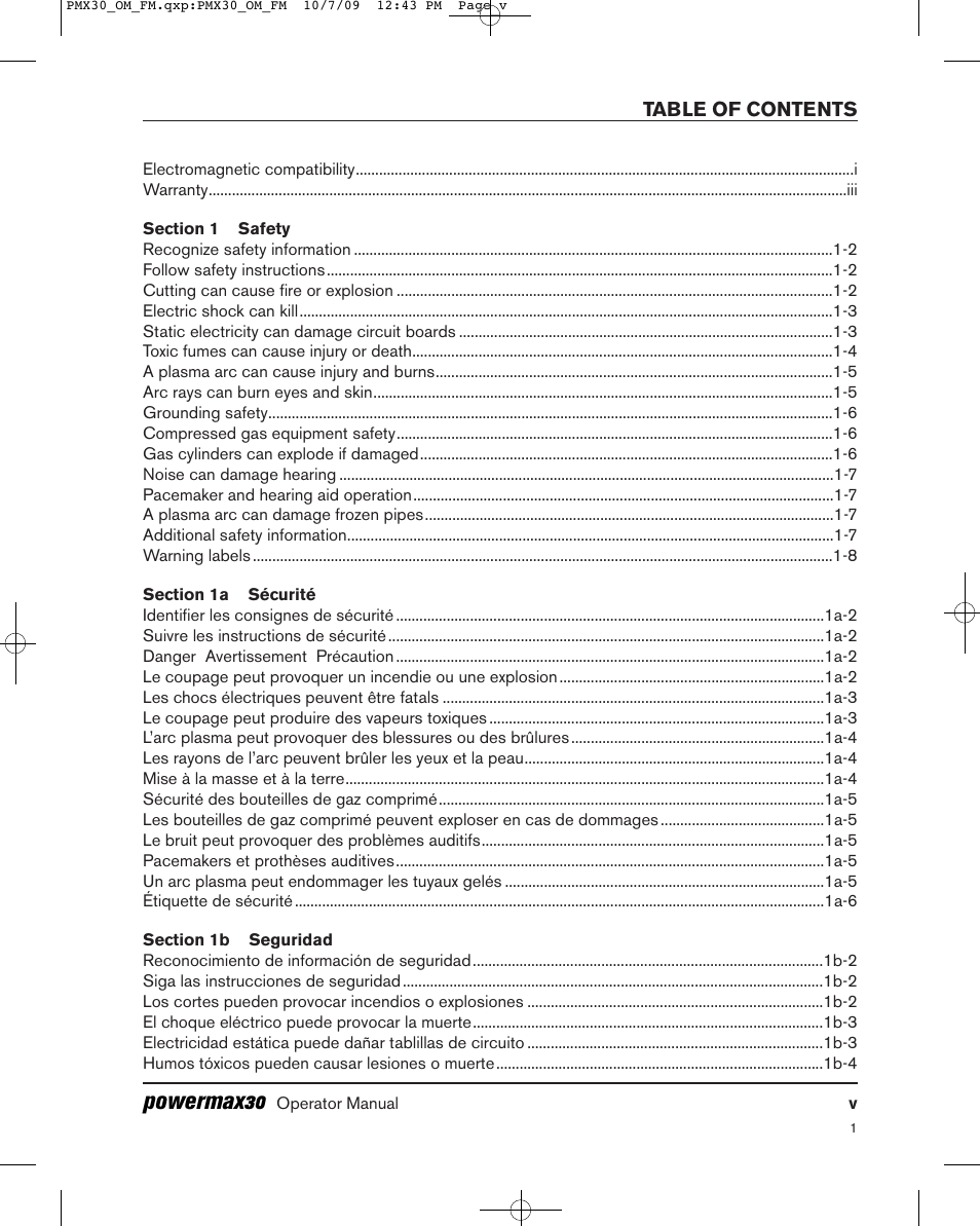 Powermax30 | Hypertherm Powermax30 Operator Manual User Manual | Page 9 / 98