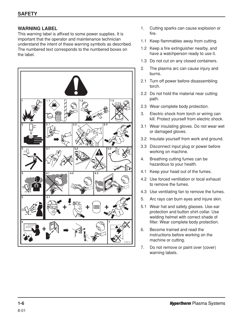 Warning label -6 | Hypertherm Powermax600 Operator Manual User Manual | Page 13 / 67