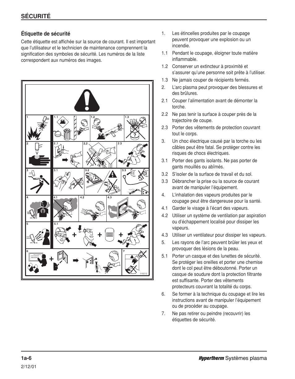 Étiquette de sécurité a-6 | Hypertherm Powermax600 Operator Manual User Manual | Page 19 / 67