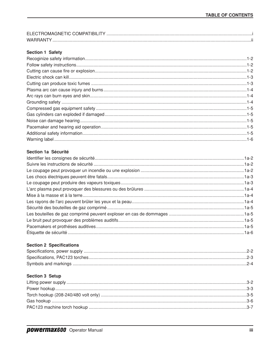 Hypertherm Powermax600 Operator Manual User Manual | Page 6 / 67