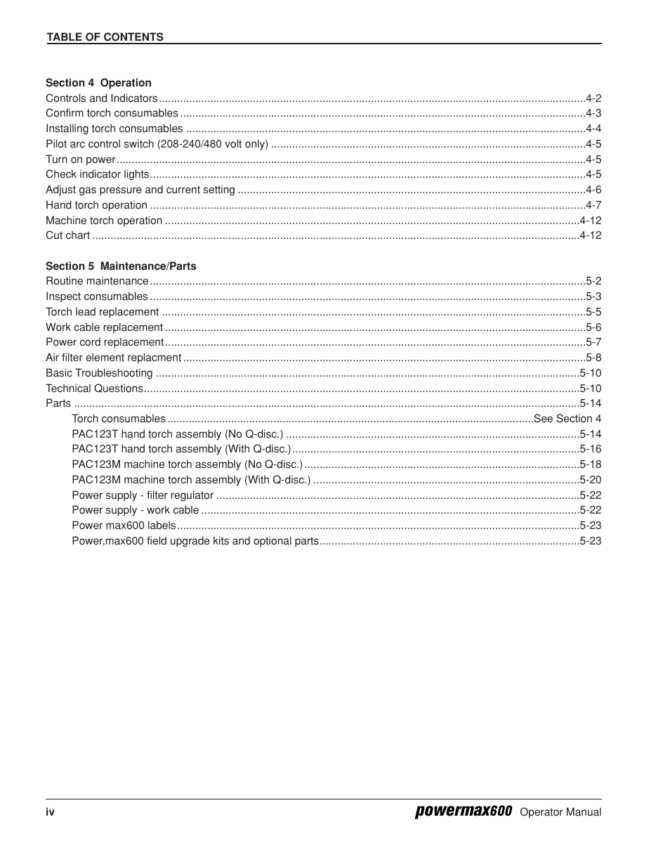 Powermax | Hypertherm Powermax600 Operator Manual User Manual | Page 7 / 67