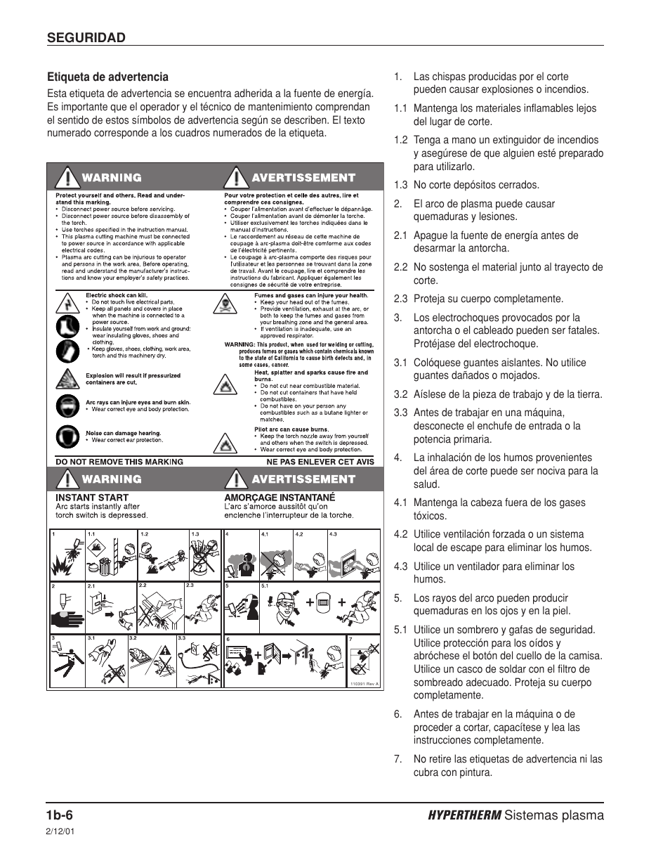 Etiqueta de advertencia | Hypertherm Powermax1000 Service Manual User Manual | Page 27 / 92