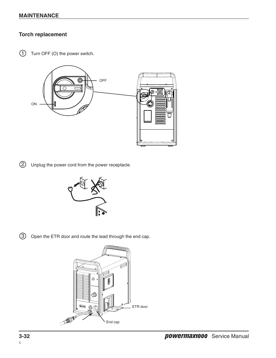 Torch replacement, Powermax1000 | Hypertherm Powermax1000 Service Manual User Manual | Page 65 / 92