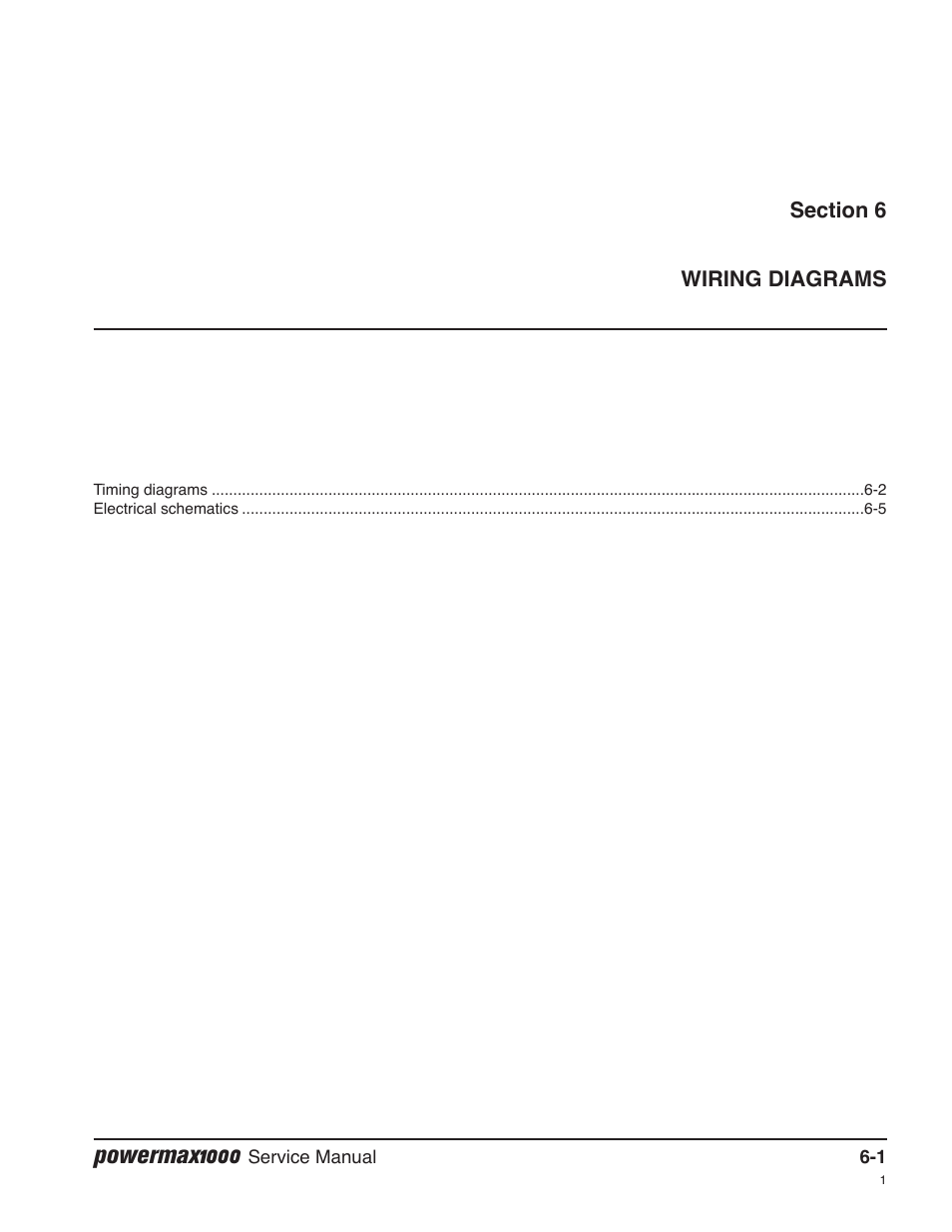 Section 6 — wiring diagrams, Powermax1000 | Hypertherm Powermax1000 Service Manual User Manual | Page 88 / 92