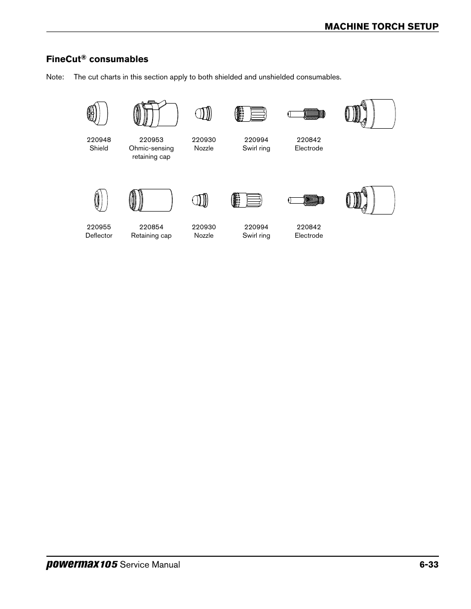 Finecut® consumables, Finecut, Consumables -33 | Powermax | Hypertherm Powermax105 Service Manual User Manual | Page 105 / 343
