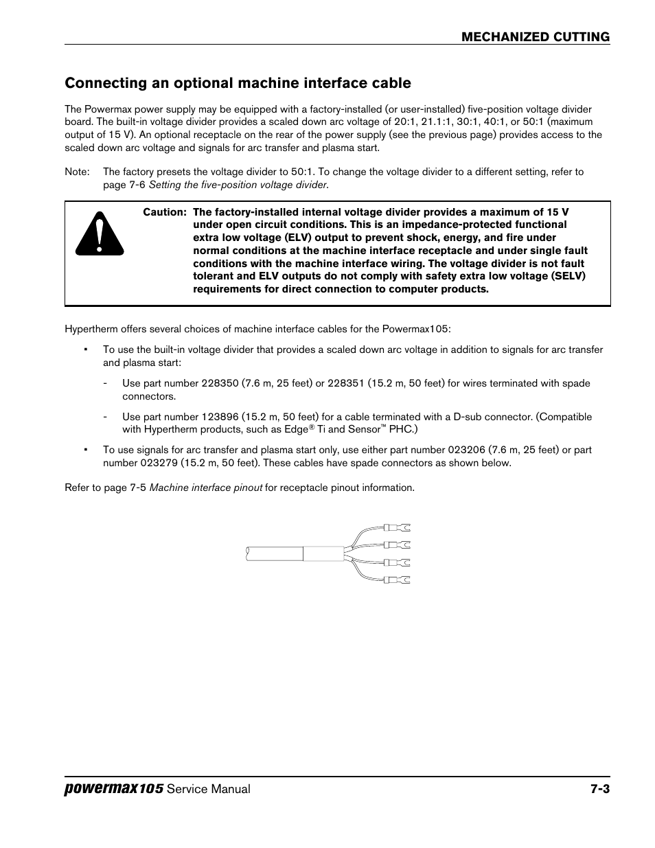 Connecting an optional machine interface cable, Connecting an optional machine interface cable -3, Powermax | Hypertherm Powermax105 Service Manual User Manual | Page 129 / 343