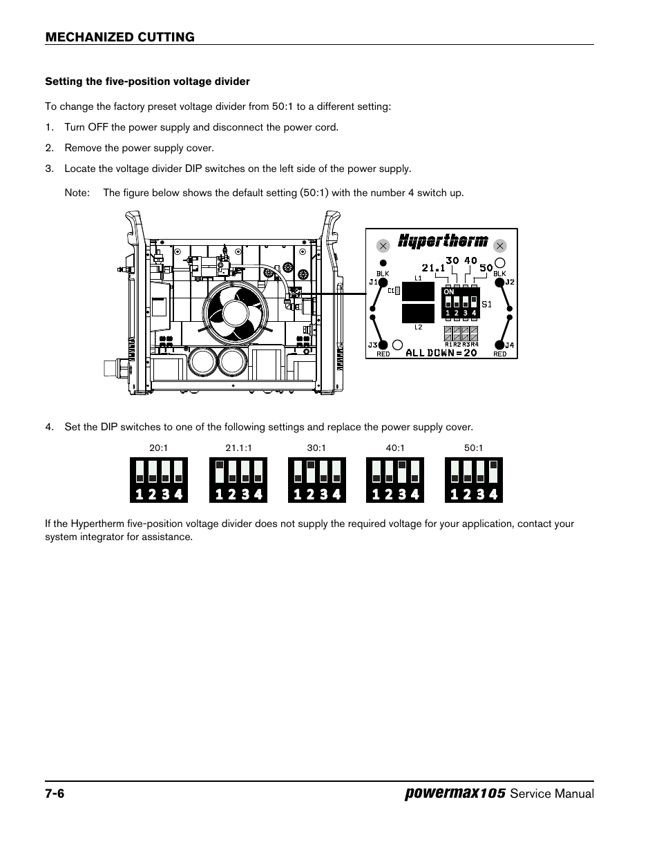 Setting the five-position voltage divider, Setting the five-position voltage divider -6, Powermax | Hypertherm Powermax105 Service Manual User Manual | Page 132 / 343