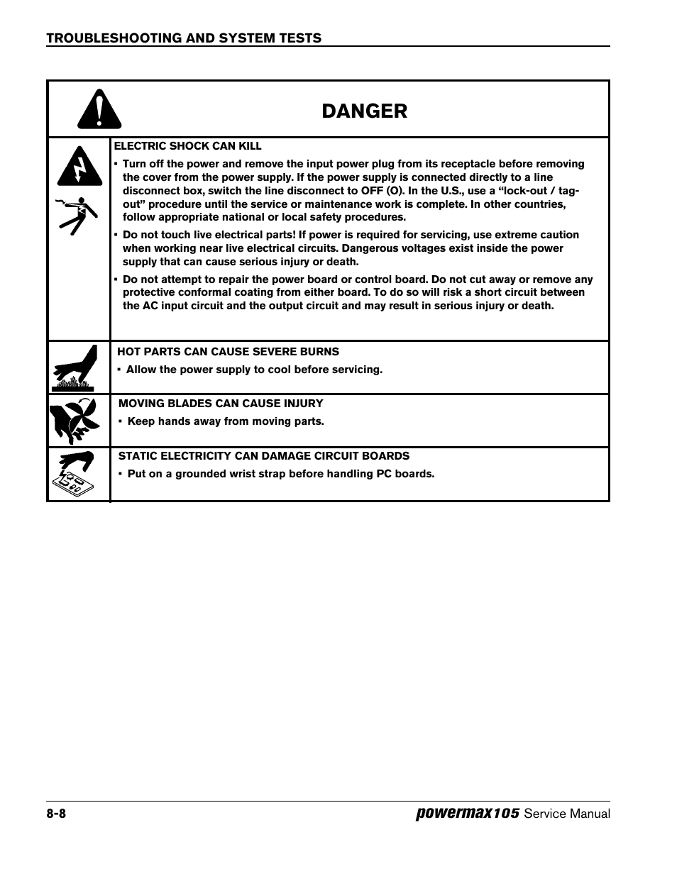 Danger, Powermax | Hypertherm Powermax105 Service Manual User Manual | Page 146 / 343
