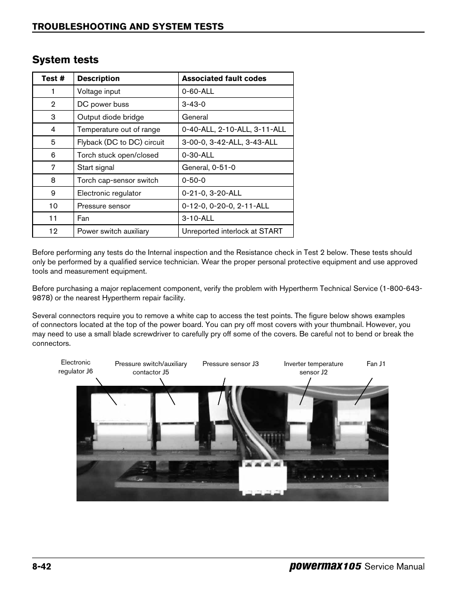 System tests, System tests -42, Powermax | Hypertherm Powermax105 Service Manual User Manual | Page 180 / 343