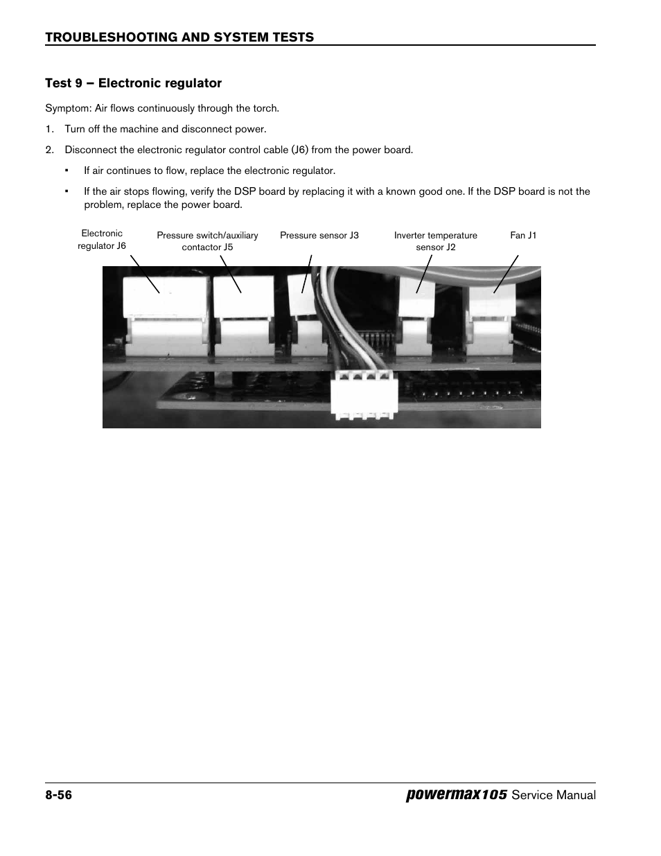 Test 9 – electronic regulator, Test 9 – electronic regulator -56, Powermax | Hypertherm Powermax105 Service Manual User Manual | Page 194 / 343