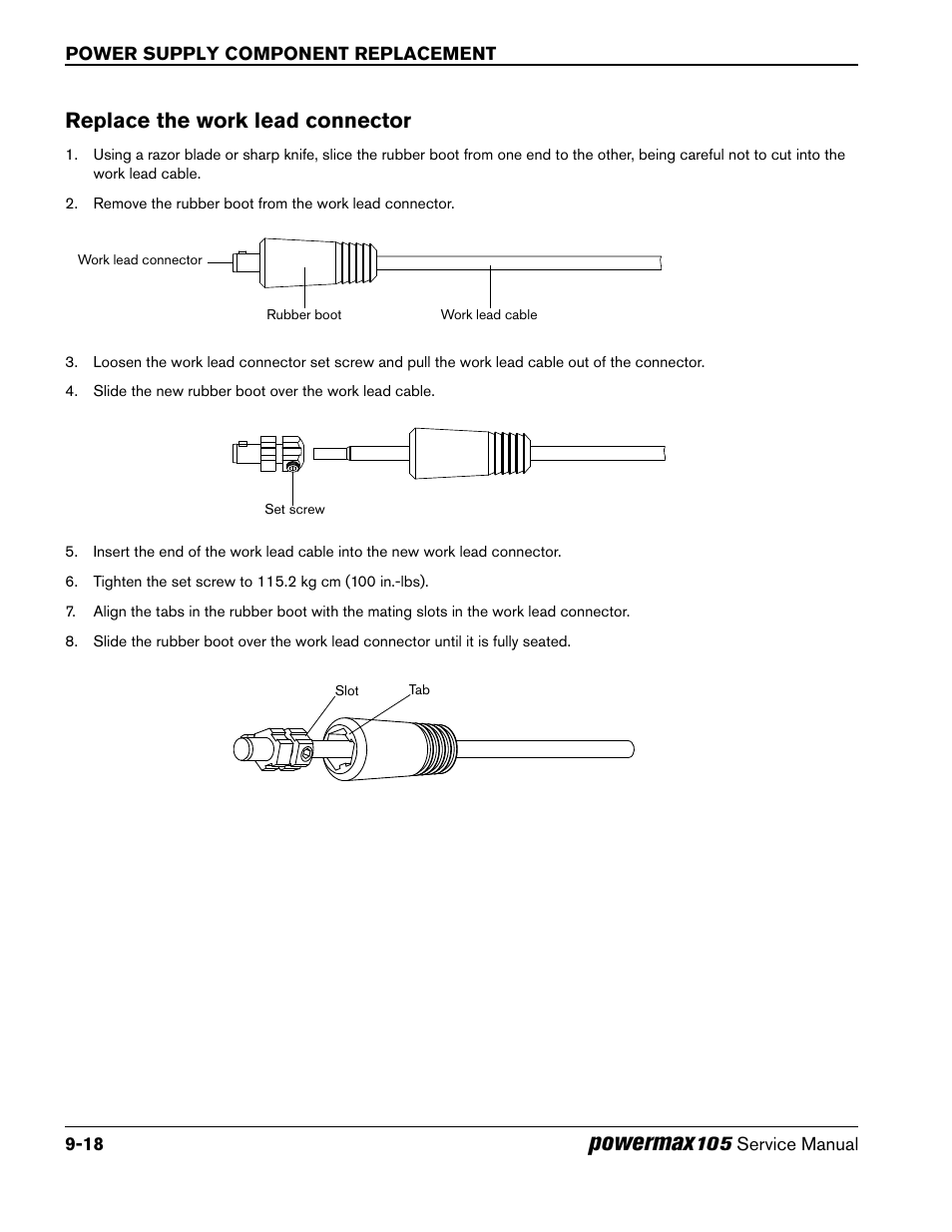 Replace the work lead connector, Powermax | Hypertherm Powermax105 Service Manual User Manual | Page 216 / 343