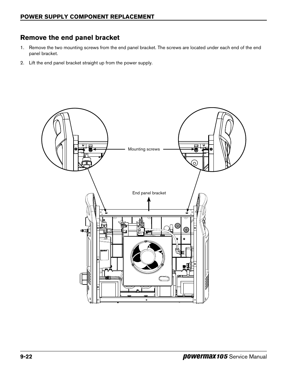 Remove the end panel bracket, Powermax | Hypertherm Powermax105 Service Manual User Manual | Page 220 / 343