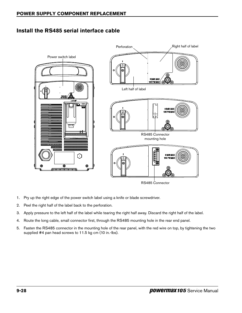 Install the rs485 serial interface cable, Powermax | Hypertherm Powermax105 Service Manual User Manual | Page 226 / 343
