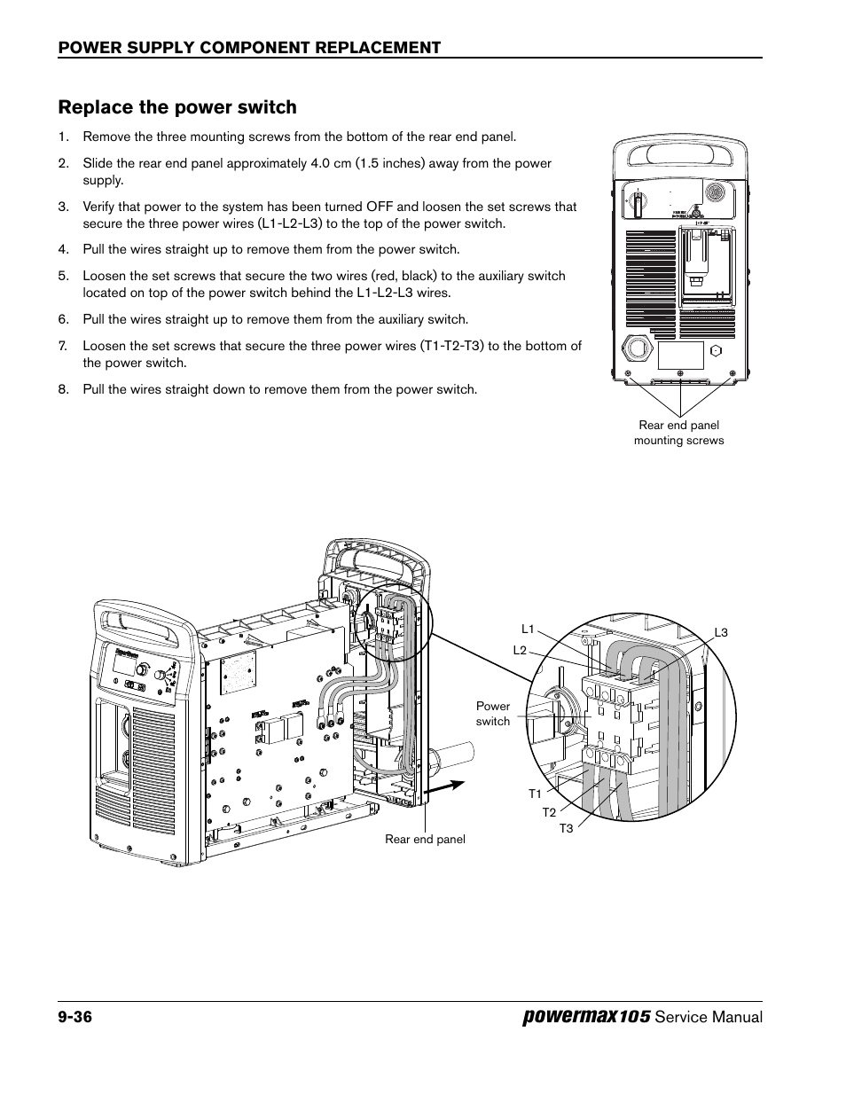 Replace the power switch, Powermax | Hypertherm Powermax105 Service Manual User Manual | Page 234 / 343