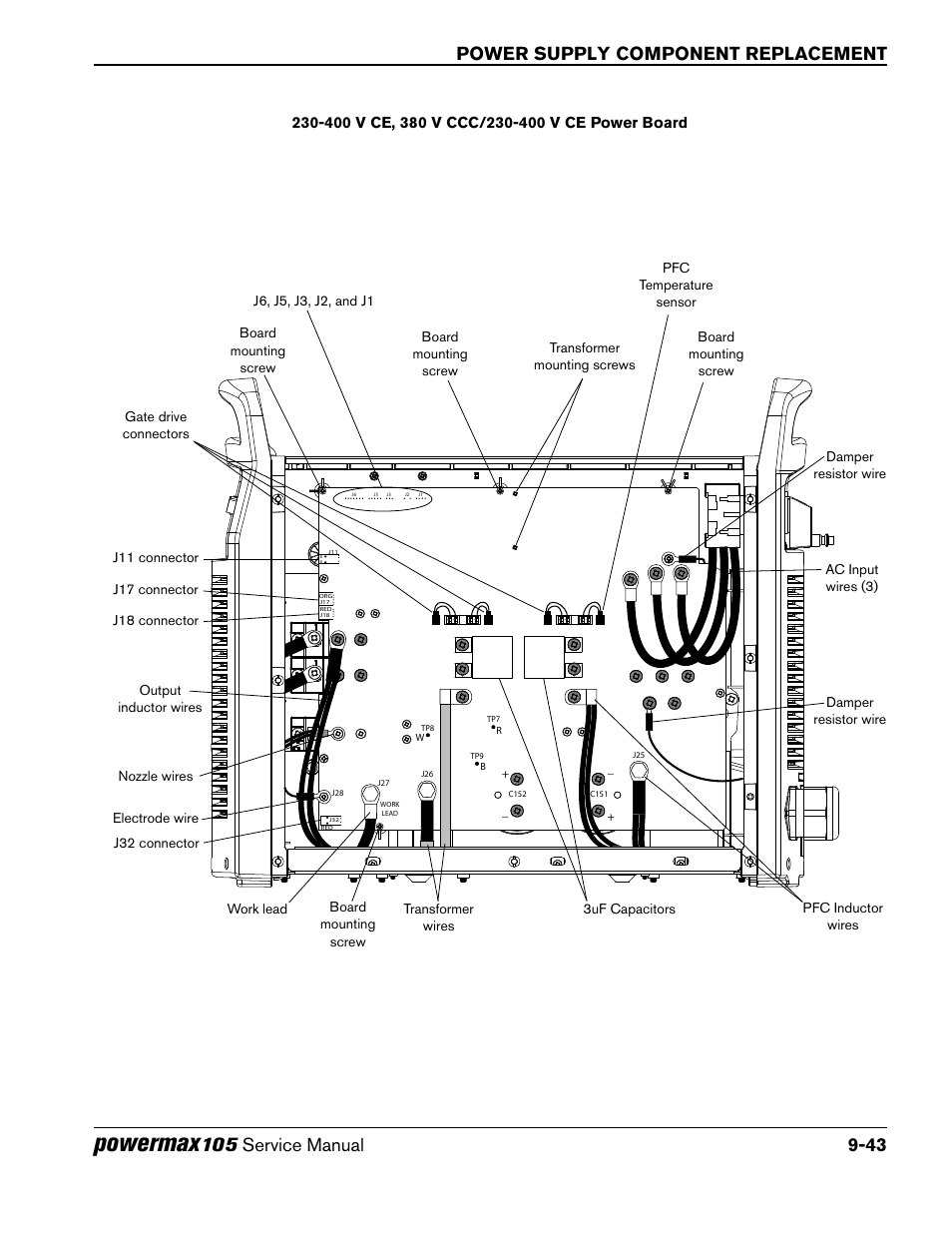 Powermax, Power supply component replacement | Hypertherm Powermax105 Service Manual User Manual | Page 241 / 343