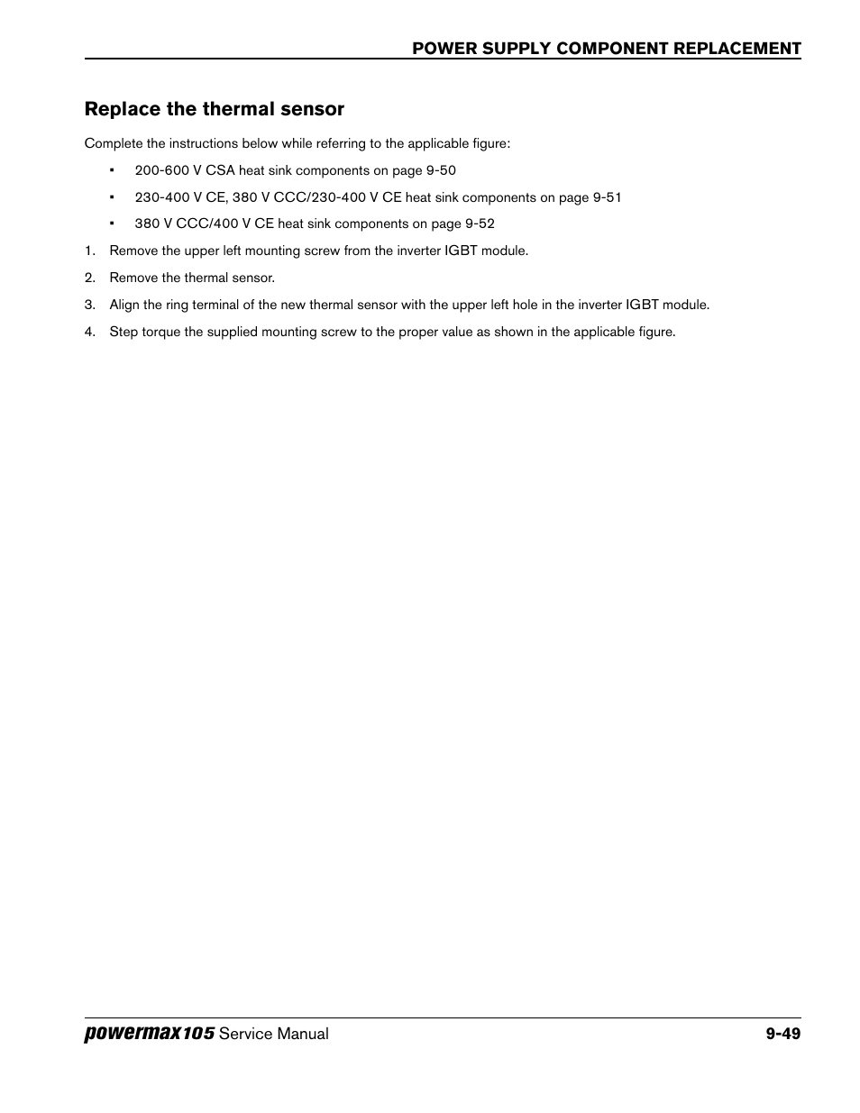 Replace the thermal sensor, Powermax | Hypertherm Powermax105 Service Manual User Manual | Page 247 / 343
