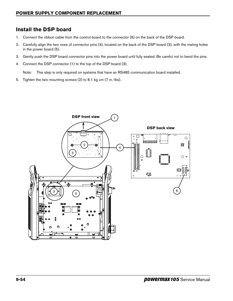 Install the dsp board, Powermax | Hypertherm Powermax105 Service Manual User Manual | Page 252 / 343