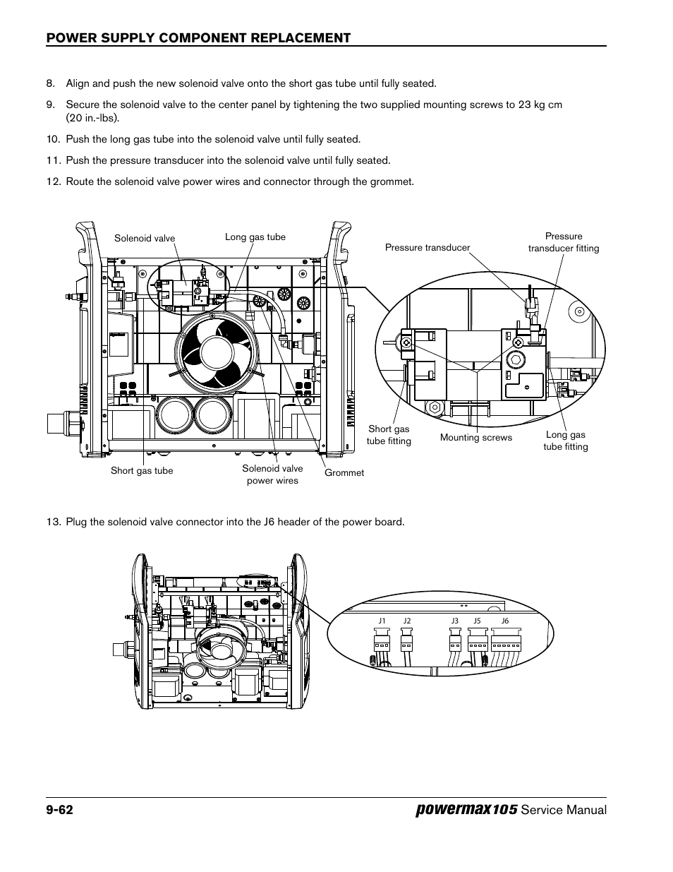 Powermax, Power supply component replacement 9-62, 105 service manual | Hypertherm Powermax105 Service Manual User Manual | Page 260 / 343