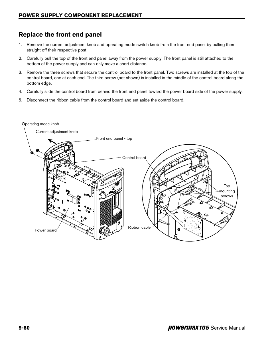 Replace the front end panel, Powermax | Hypertherm Powermax105 Service Manual User Manual | Page 278 / 343