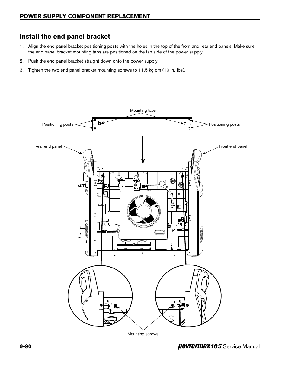 Install the end panel bracket, Powermax | Hypertherm Powermax105 Service Manual User Manual | Page 288 / 343