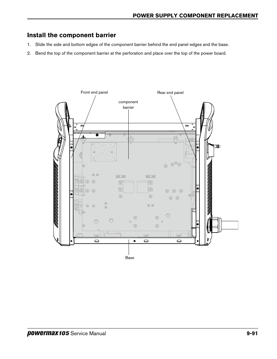Install the component barrier, Powermax | Hypertherm Powermax105 Service Manual User Manual | Page 289 / 343