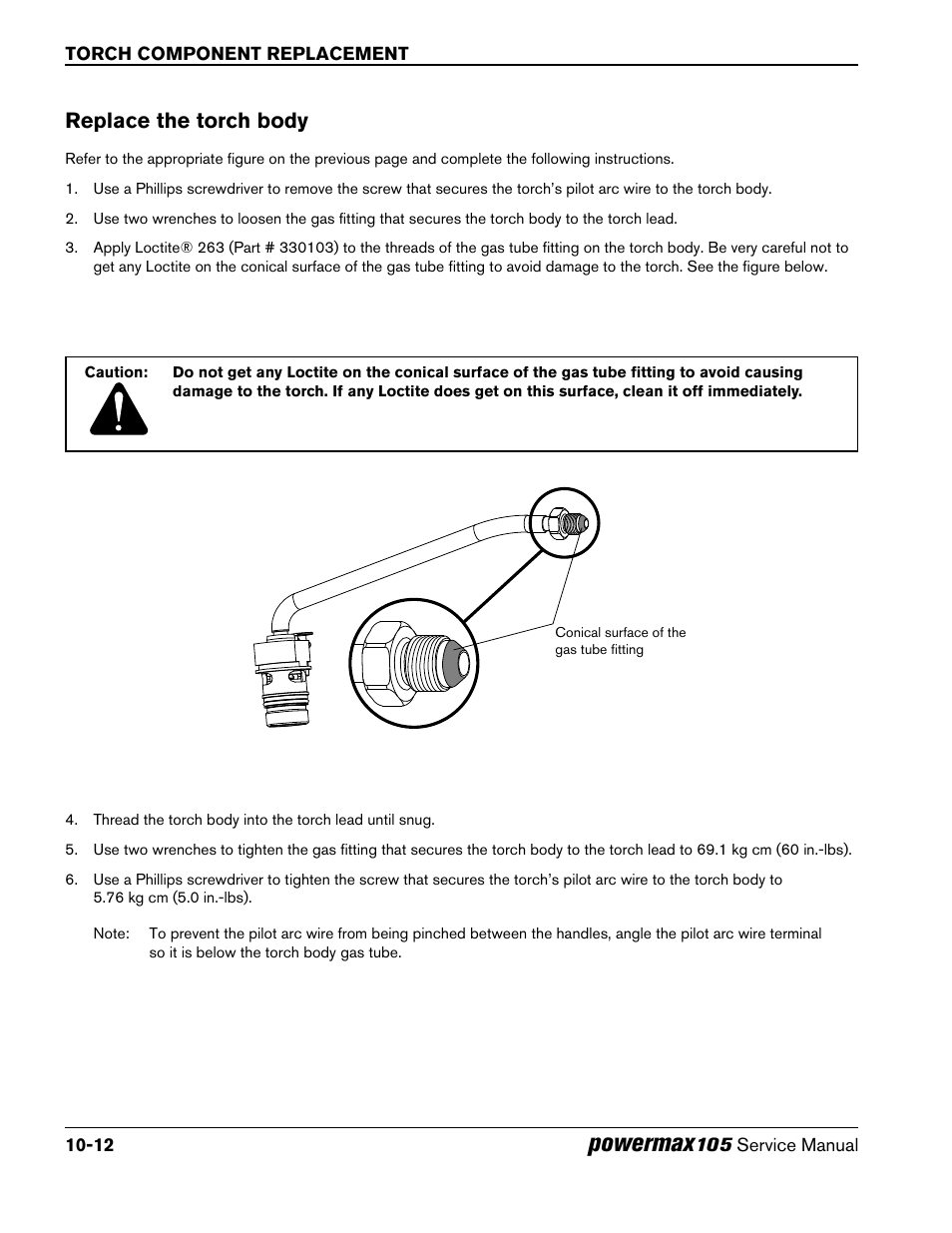 Replace the torch body, Powermax | Hypertherm Powermax105 Service Manual User Manual | Page 302 / 343