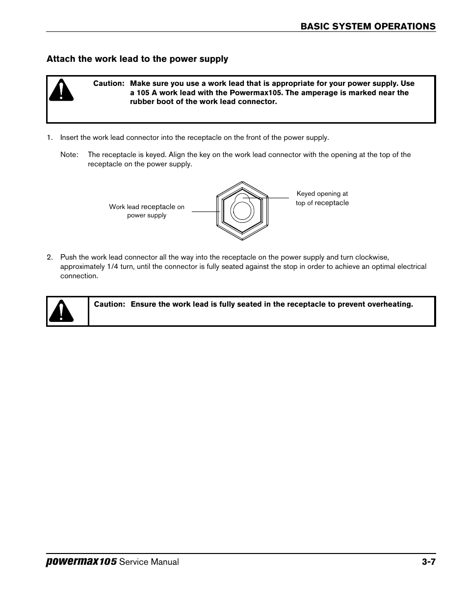 Attach the work lead to the power supply, Attach the work lead to the power supply -7, Powermax | Hypertherm Powermax105 Service Manual User Manual | Page 51 / 343