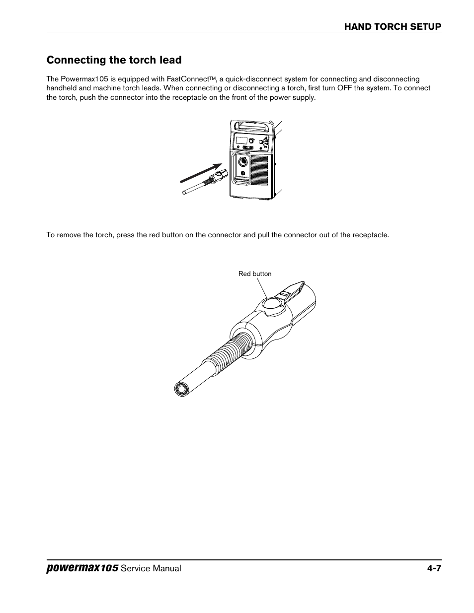 Connecting the torch lead, Connecting the torch lead -7, Powermax | Hypertherm Powermax105 Service Manual User Manual | Page 63 / 343
