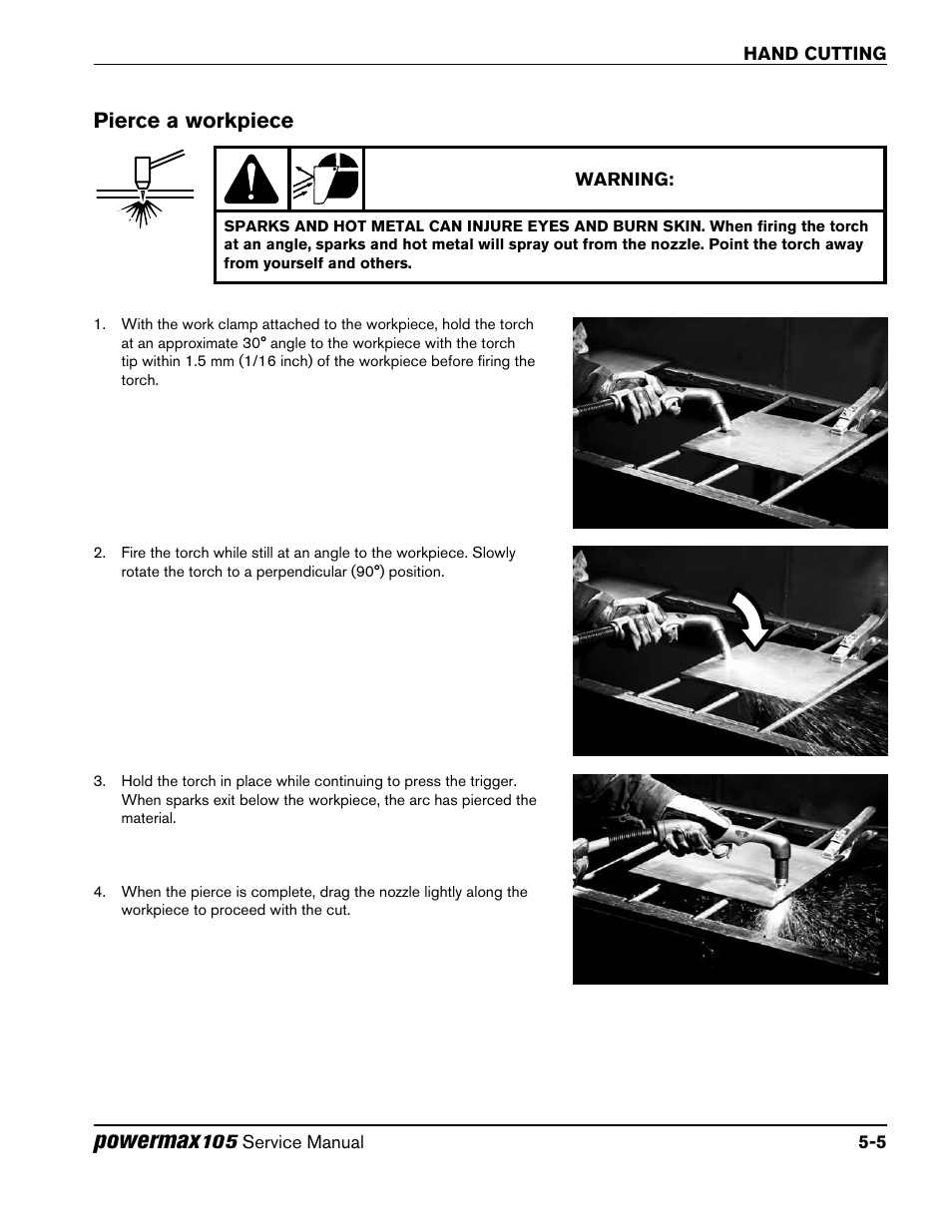Pierce a workpiece, Pierce a workpiece -5, Powermax | Hypertherm Powermax105 Service Manual User Manual | Page 69 / 343
