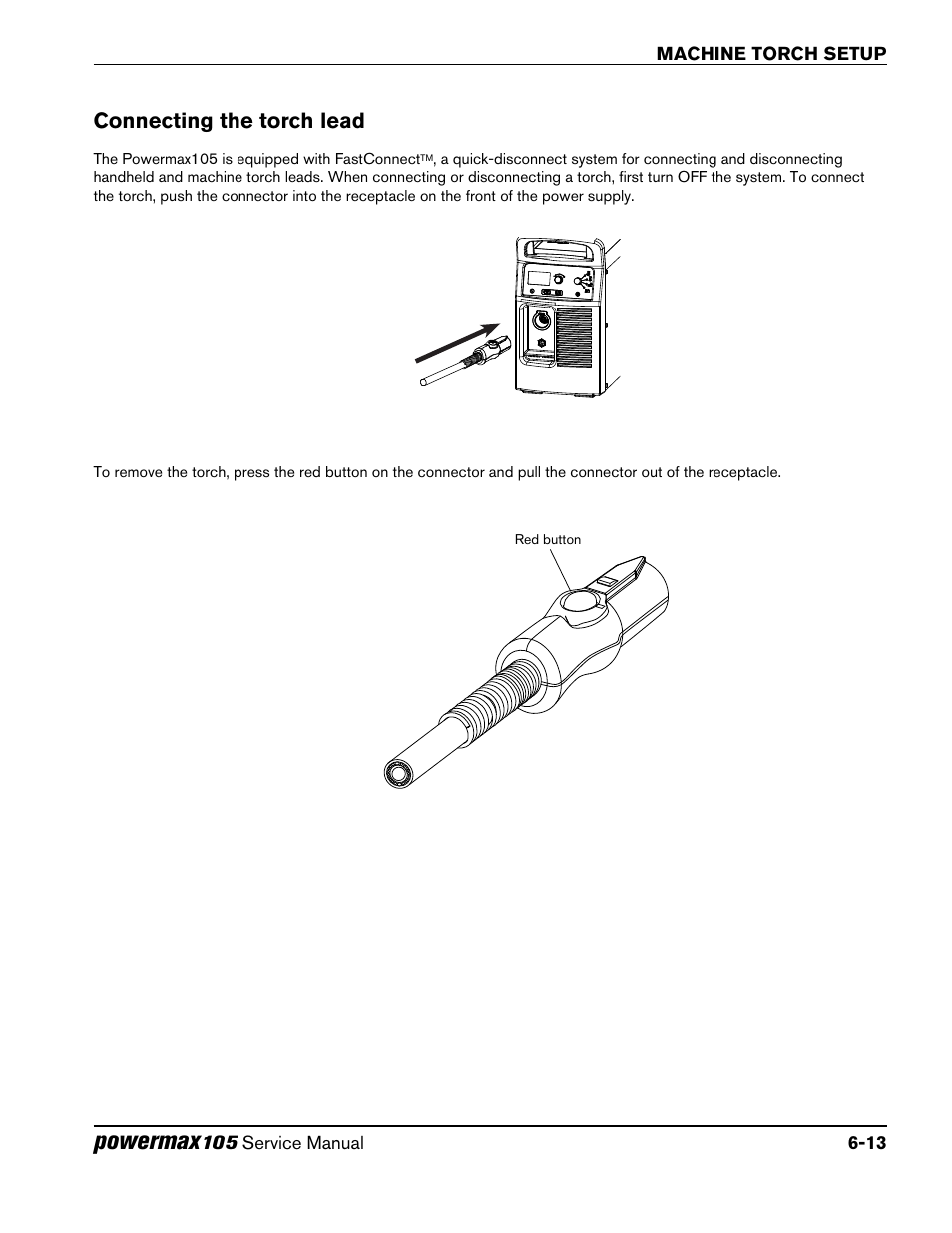 Connecting the torch lead, Connecting the torch lead -13, Powermax | Hypertherm Powermax105 Service Manual User Manual | Page 85 / 343