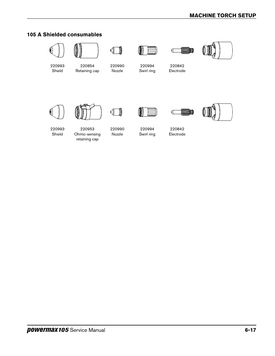 105 a shielded consumables, 105 a shielded consumables -17, Powermax | Hypertherm Powermax105 Service Manual User Manual | Page 89 / 343